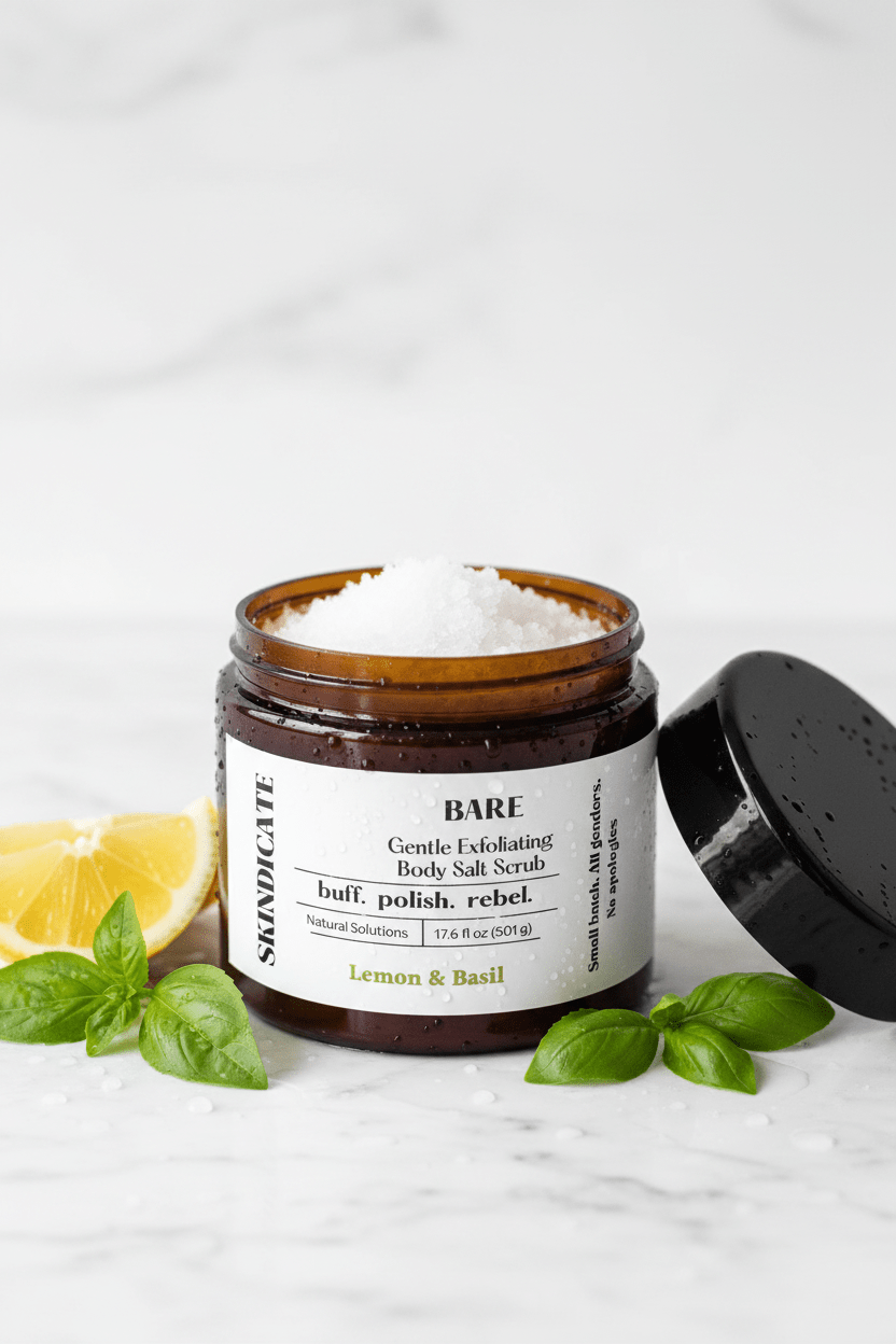 BARE - BODY SALT SCRUB (LEMON & BASIL) - SKINDICATE